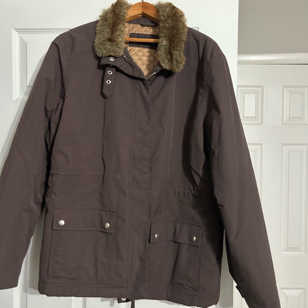 Land’s End Brown Jacket With Faux Fur Collar